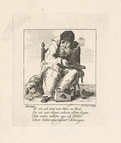 Old blind beggar, Pieter Langendijk (II), c. 1770 Canvas Print