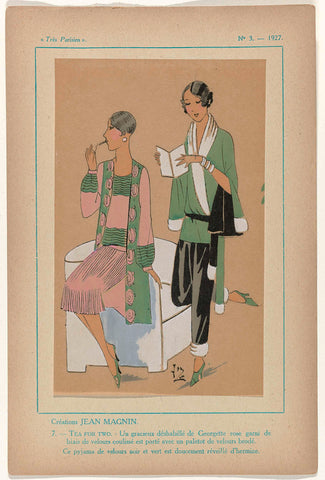 Très Parisien, 1927, No. 3, Pl. 7: Créations JEAN MAGNIN - TEA FOR TWO, G-P. Joumard, 1927 Canvas Print