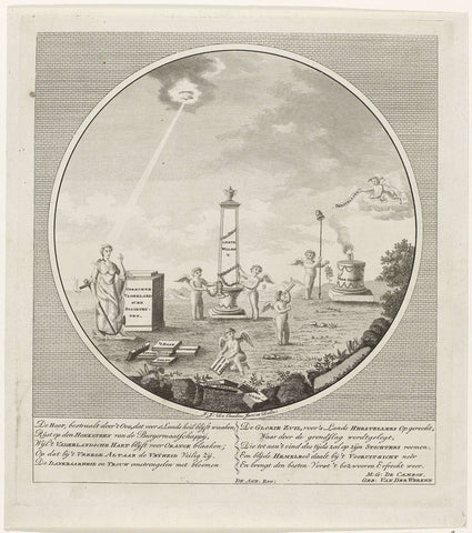 Allegory on the foundation of Oprechte Vaderlandsche Sociëteiten in 1787, anonymous, 1787 Canvas Print