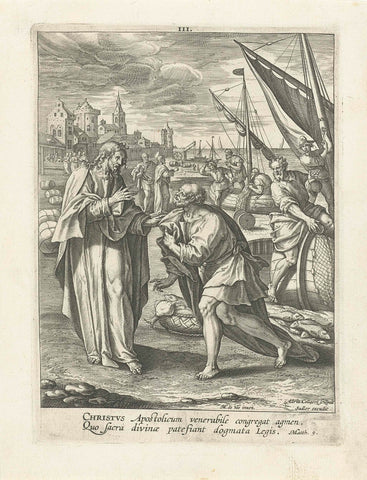 Vocation of Petrus, Adriaen Collaert, 1583 - 1588 Canvas Print