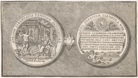 Medal at the centenary of the Utrecht University of Applied Sciences, 1736, anonymous, 1736 Canvas Print