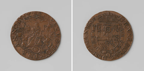 Mutiny of Spanish and Italian troops in Brabant, calculation medal of the Court of Auditors of Brabant, anonymous, 1594 Canvas Print