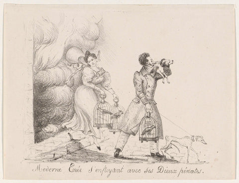 Cartoon on the flight of Eugène, Prince of Ligne, 1834, anonymous, 1834 Canvas Print