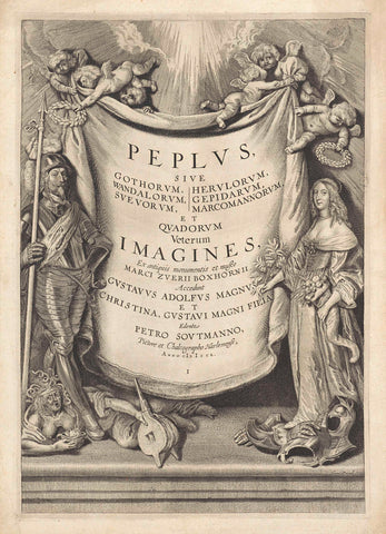 Title print for the series Peplus, Cornelis Visscher (II), 1650 Canvas Print