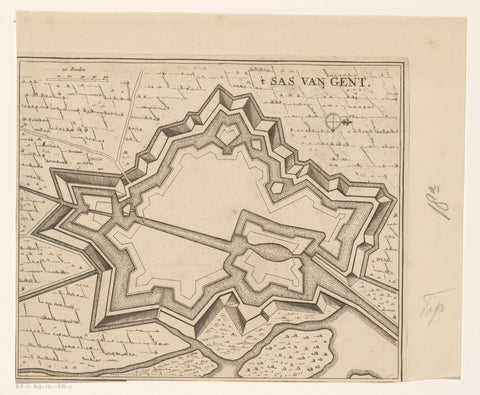 Fortress map of Sas van Gent, anonymous, c. 1700 - c. 1710 Canvas Print