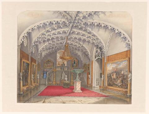 Marble front hall at the Gothic Hall, Kneuterdijk Palace, The Hague, Augustus Wijnantz, 1850 Canvas Print