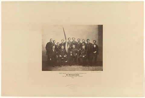 Group portrait of 14 officers (a.o. J.W. Binkes) of the ship Het Metalen Kruis, Te Gempt & Van Moorsel, 1864 Canvas Print