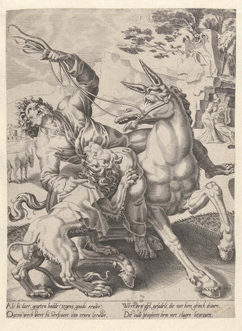 Death of the Man of God by a Lion, Dirck Volckertsz. Coorn deer (attributed to), 1548 - 1554 Canvas Print