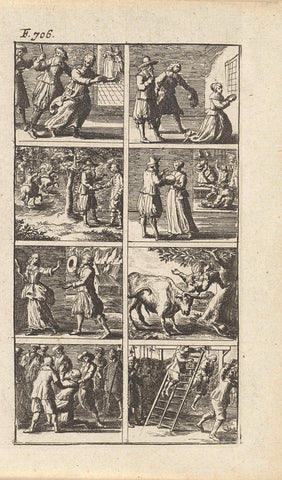 Story with depictions of murder and death penalty (F. 706.), Abraham Dircksz. Santvoort, 1667 Canvas Print