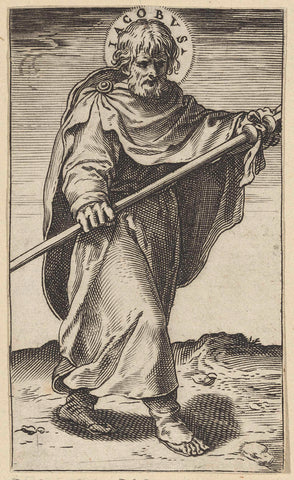 Apostle James the Superior with a Staff, Agostino Carracci, 1583 Canvas Print