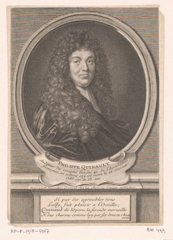 Portrait of Philippe Quinault, Etienne Desrochers, c. 1726 Canvas Print