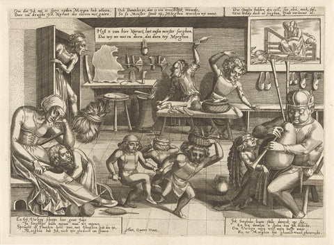 Carefree life in the shoemaker's workshop, anonymous, after c. 1545 - before 1584 Canvas Print