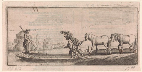 Marskramer and two horses on a ferry, Jan van de Velde (II), 1627 Canvas Print