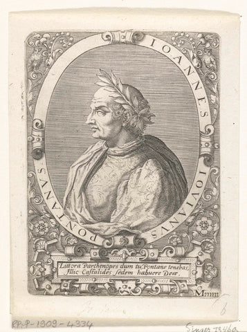 Portret van Giovanni Gioviano Pontanus, Theodor de Bry, 1669 Canvas Print