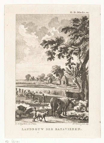 Animal husbandry and agriculture at the Batavians, Harmanus Vinkeles, 1785 Canvas Print