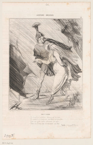 Caricature of Aeneas and Dido, Honoré Daumier, 1842 Canvas Print