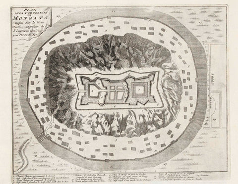 Map of the fortress Munkács, c. 1693-1695, anonymous, 1693 - 1695 Canvas Print