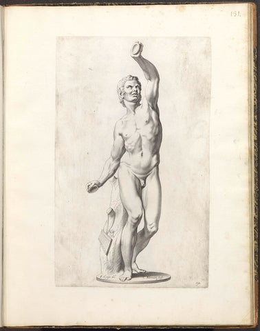 Statue of a naked satyr with cymbals, Cornelis Bloemaert (II), 1636 - 1647 Canvas Print