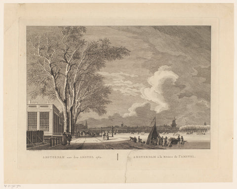 View of the frozen Amstel river in Amsterdam, 1762, Paulus van Liender, 1762 Canvas Print