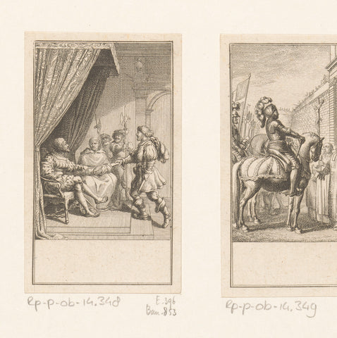 Louis VII receives a letter from Pope Eugene III, in the presence of Bernard of Clairvaux, Daniel Nikolaus Chodowiecki, 1781 Canvas Print