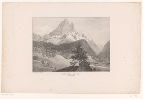 Zicht op de Pic du Midi d'Ossau, Louis-Julien Jacottet, 1835 - 1836 Canvas Print