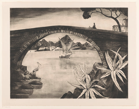 Arch bridge on Corsica, Louis Schelfhout, 1922 Canvas Print