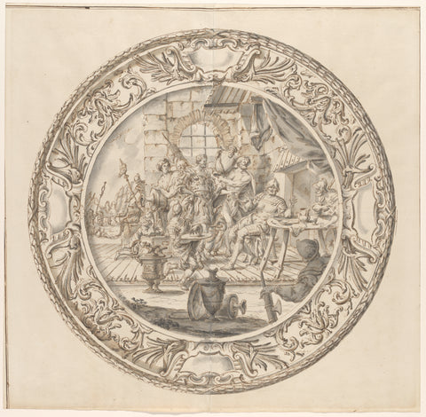 Dish with the History of Manius Curius Dentatus, anonymous, c. 1700 Canvas Print