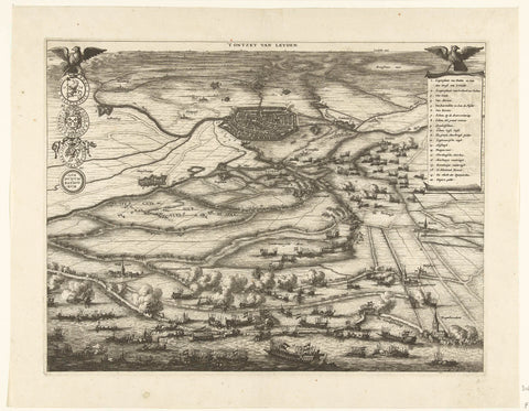 Map with the dismay of Leiden, 1574, Coenraet Decker (attributed to), 1673 - 1703 Canvas Print