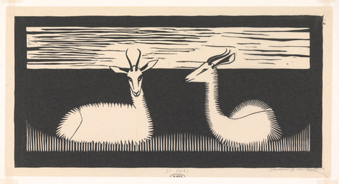 Two Gazelles, Samuel Jessurun de Mesquita, 1926 Canvas Print