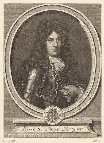 Portret van koning Peter II van Portugal, Gerard Edelinck, 1652 - 1707 Canvas Print