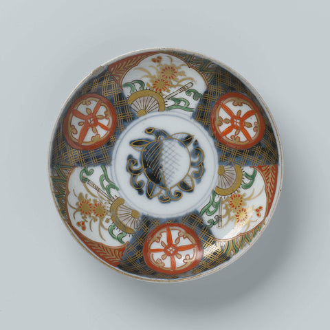 Saucer-dish with auspicious symbols, diaper pattern and scrolls, anonymous, c. 1800 - c. 1899 Canvas Print