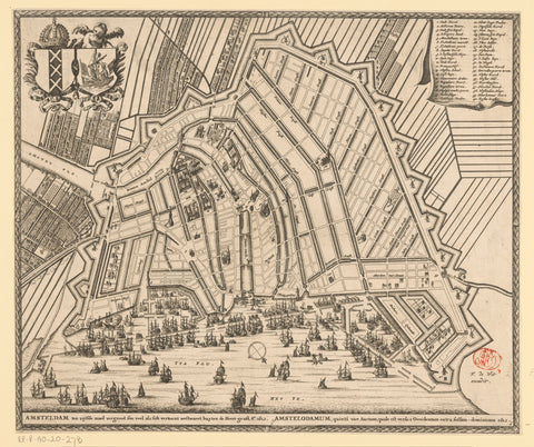 Map of Amsterdam, 1612, anonymous, c. 1671 - c. 1680 Canvas Print