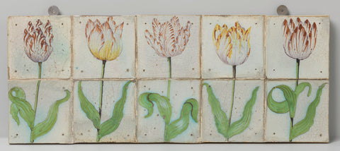 Tile Panel with Tulips, anonymous, c. 1600 - c. 1630 Canvas Print