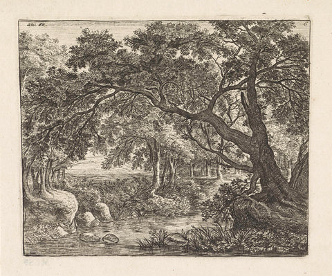 Landscape with a stream, Anthonie Waterloo (attributed to), 1630 - 1663 Canvas Print