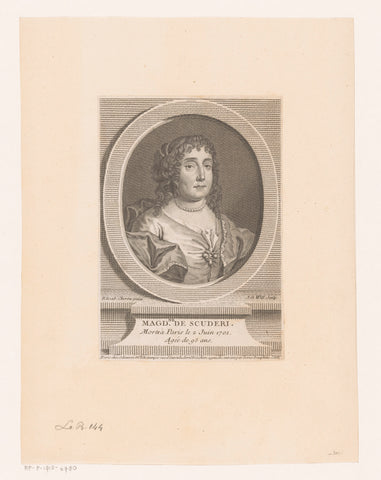 Portret van Madeleine de Scudéry, Johann Georg Wille, 1739 Canvas Print