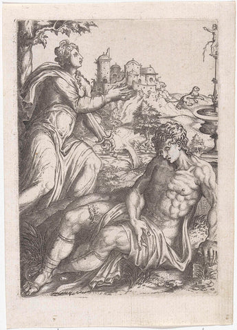 Pyramus and Thisbe, Lambertus Suavius (attributed to), 1520 - 1567 Canvas Print