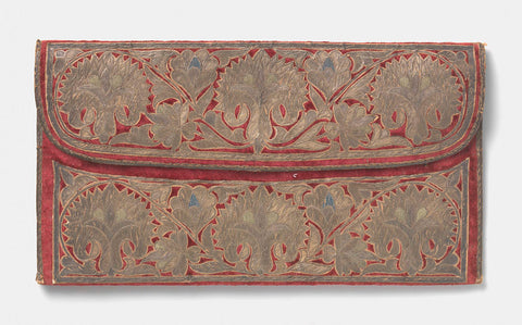 Bag in a flat, rectangular model, of red velvet on which embroidery in gold and silver thread the inscription 'Francois Louis Vander Wiellen' and 'Constantinopoli 1696', anonymous, 1696 Canvas Print