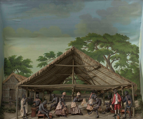 Diorama of a Du, Dance Celebration on the Plantation, Gerrit Schouten, 1830 Canvas Print