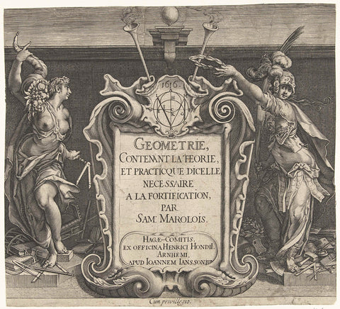 Titelpagina voor: Sam. Marolois, Geometrie, 1616, Hendrick Hondius (I), 1616 Canvas Print