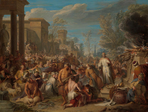 Jeroboam Sacrificing to the Idols, Jacques Ignatius de Roore, c. 1704 - c. 1744 Canvas Print