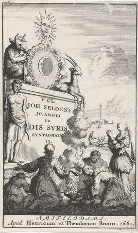 Vijf vrouwen geknield voor een rokende offerschaal, Jan Luyken, 1681 Canvas Print