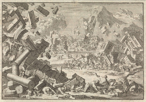 Earthquake at Ragusa, 1667, Jan Luyken, 1698 Canvas Print