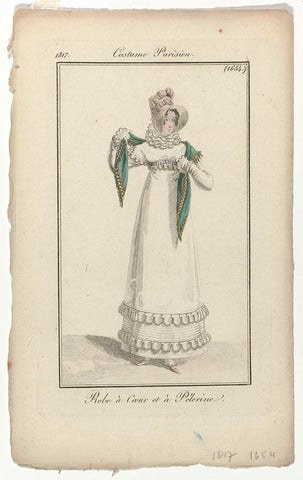 Journal des Dames et des Modes, Costume Parisien, 15 June 1817, (1654): Robe à Coeur (...), anonymous, 1817 Canvas Print