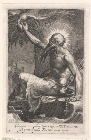 Saint Paul of Thebe as hermit, Boetius Adamsz. Bolswert, 1590 – 1612 Canvas Print