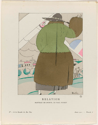 Gazette du Bon Ton, 1921 - No. 1, Pl. 6: Relation / Manteau de sports, by Paul Poiret, Charles Martin, 1921 Canvas Print