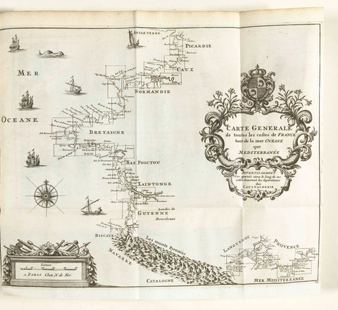 Overview map of the French coasts, 1726, anonymous, 1726 Canvas Print