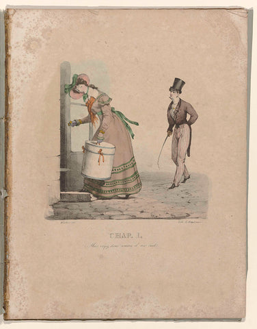 La Né d'une Modiste, 1828 : Chap. I: Mais voyes donc, comme il me suit, Gottfried Engelmann, c. 1828 Canvas Print