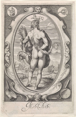 Personification of summer (aestas), Jacob Matham, 1588 - 1602 Canvas Print