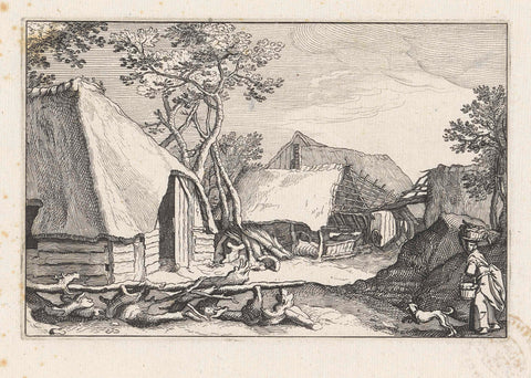 Farm with yard and dilapidated barn, Claes Jansz. Visscher (II), 1620 Canvas Print