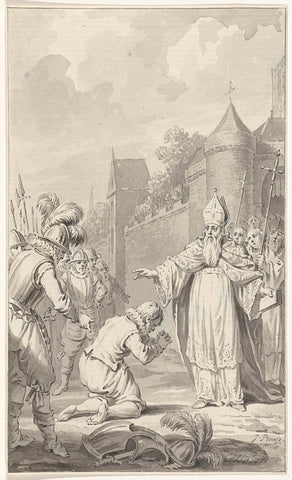 Dirk VI, Count of Holland, begs the Bishop of Utrecht for forgiveness, 1143, Jacobus Buys, 1787 - 1789 Canvas Print